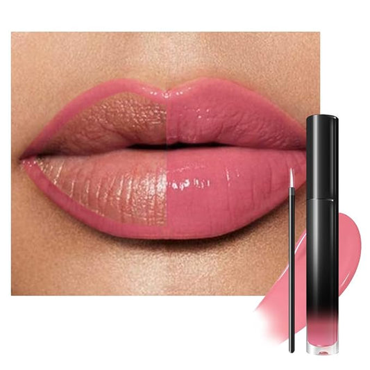 evpct Baby Pink Shiny Glossy Longwear No-Budge Liquid Lip Color Lipstick Makeup, Highly Pigmented Color Instant Shine, Waterproof Long Lasting Lipstick for Women, Lip Stain Gloss with Lip Liner Brush