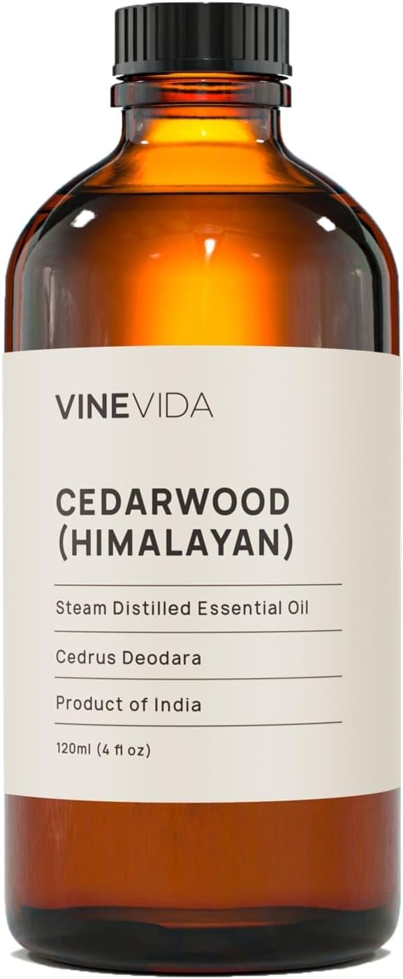VINEVIDA Cedarwood Himalayan Essential Oil 4 oz - Undiluted Cedarwood Oil 4 oz - Cedarwood Candle Oil Scent - DIY Candle Scents for Candlemaking - Bulk Essential Oil for Soap Making