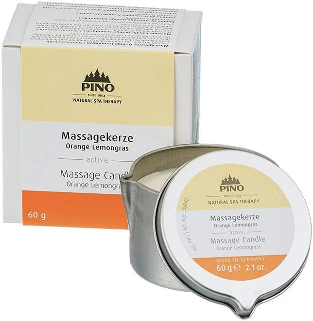 PINO Massage Oil Candle - Scented Candle Melts Into Hydrating Massage Oil - 2.1 oz. - Orange Lemongrass - Can Be Used As Massage Candle for Couples, Aromatherapy Candle, or Relaxing Candle