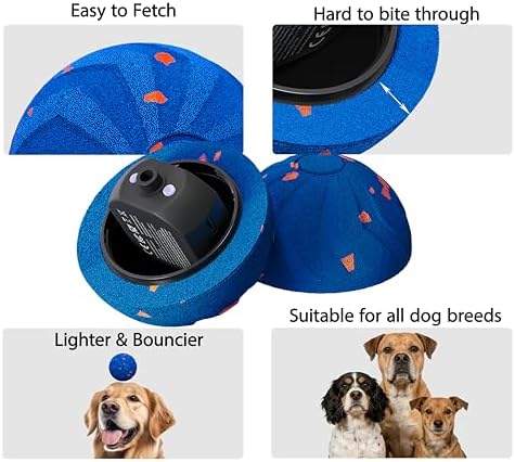 Interactive Pet Toy Ball - Bouncy, Flexible & Durable, Self-Rolling for Indoor Play, IPX7 Waterproof, Active Rolling Ball for Medium Dogs (Blue)