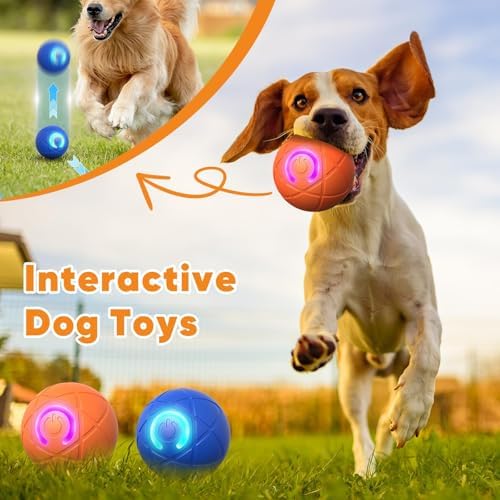 Smart Jumping Ball Toy for Dogs, Duraspin Dog Bouncing, Shaky Ball Toy USB Rechargeable Interactive Bouncing Toys for Puppy Toys (Orange)