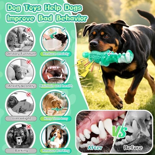 Jeefome Dog Chew Toys for Aggressive Chewers Tough Squeaky Alligator