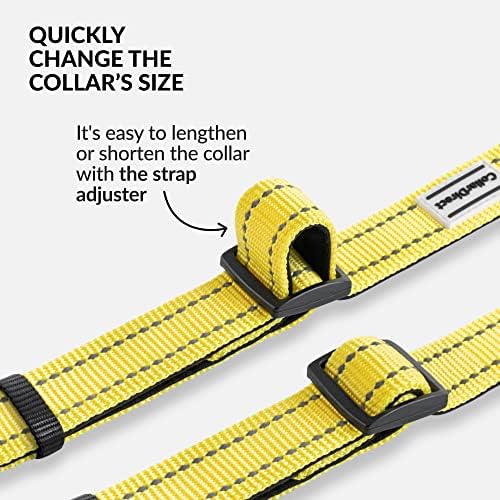 Reflective Dog Collar, Quick-Release Buckle (Yellow, 12-16 Inch)