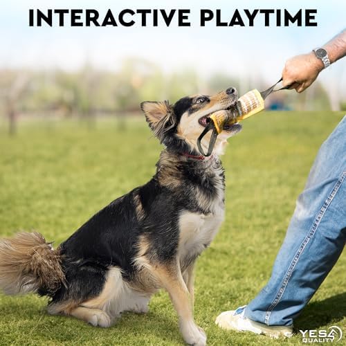 Dog Bite Tug Toy, 2 PK, 11.8"x3.5", Durable Yellow Pull Toy with 2 Handles