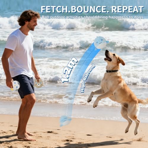D KING D KING 3Pack Durable Plush Squeaky Dog Ball for Aggressive Chewers, Interactive Sound Dog Toy for Medium & Large Breeds, Tough Stitched Stuffed Chew Ball for Indoor & Outdoor Play(Ocean Ball)