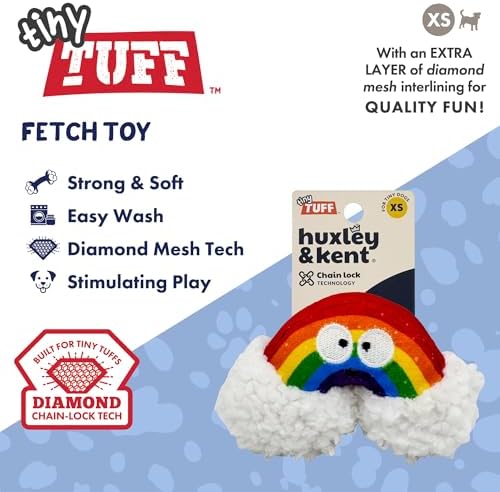 Huxley & Kent Tiny Tuff Plush Dog Toy, Happy Rainbow