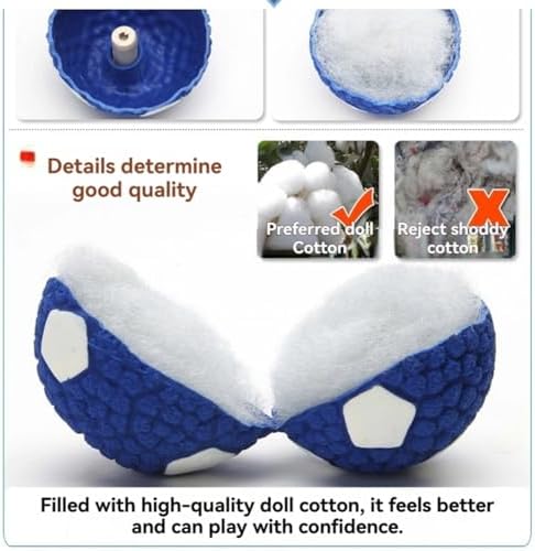 Squeaky Chew Dog Toys Interactive Sports Balls with Squeaker Soft Latex Rubber Bouncy Fetch Ball Toy (Soccer, Volleyball, Football, Tennis) for Puppy & Dog (Soccer+Tennis,Large)