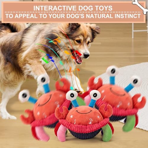 BABORUI Interactive Dog Toys Crab, Jumping Squeaky Dog Toys with Recording and Music Modes, Rechargeable Moving Dog Chew Toys for Small/Medium/Large Dogs to Keep Them Busy(Crab)