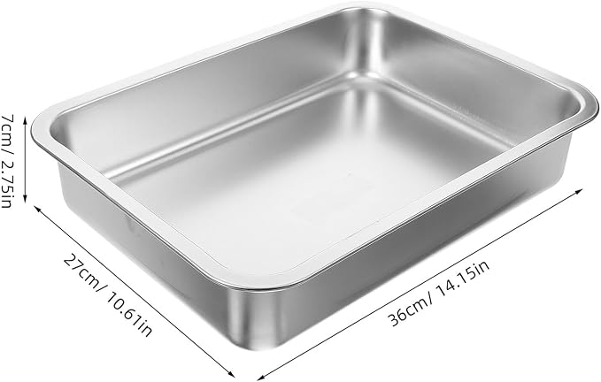 Stainless Steel Cat Litter Tray Open Metal Pan Kitten Toilet with Stable Bottom for Easy pet Housebreaking