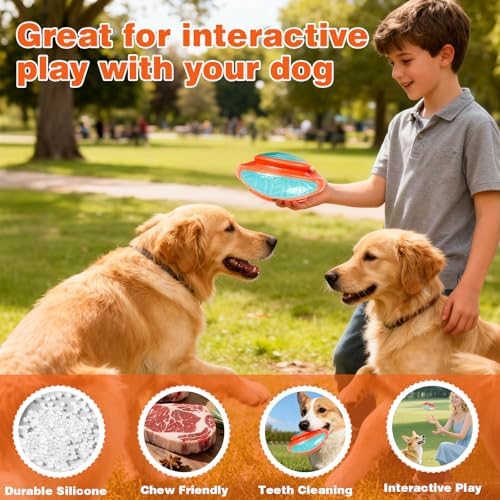 Dog Chew Toy – Durable Silicone Squeaky Toy for Dogs, Interactive Puppy Teething Toy, Dental Cleaning Chew & Fetch Toy for Small Medium Large Dogs