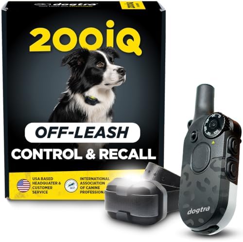 Dogtra 200iQ Remote Training E Collar – 100 Levels, Tone, Vibration, 1/2 Mile Range – Compact, Waterproof, One-Handed Control for Dogs 10 lbs+ – Lightweight Design for Daily Training – Black Leopard