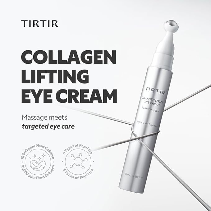 TIRTIR Collagen Lifting Eye Cream - Roller Applicator, Wrinkle Spot Treatment, Revitalizing Moisturizer,Tightening Under Eye For Wrinkles,Fine Lines, Under Eye Bags, Lift Treatment For Men & Women