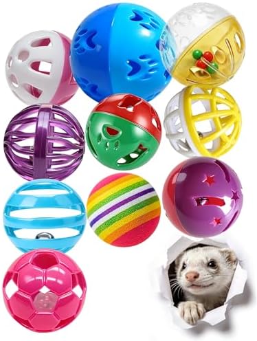 10 Pack Ferret Bell Ball Toys – Bright Interactive Play