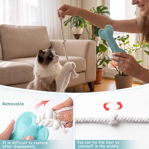 Dog Rope Knot Toy for Small Dogs and Cats Rope Toy for Puppy Chew Toys Cotton Interactive Pull Dog Toys for Dogs and Cats (Blue)