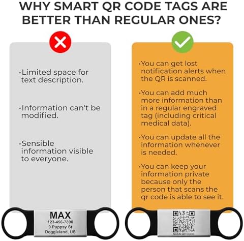 Smart Slide-On QR Code Pet Tag – Silent Dog & Cat ID Tag with Laser Engraving – Stainless Steel & Silicone – No App Needed – Custom Pet Profile – Fits Most Collars (Light Pink, Large)