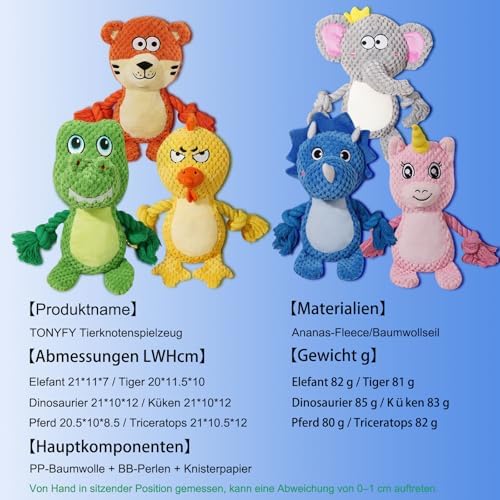 Cute Animals Interactive Dog Squeak Toys, Rope Plush Pet Chew Toys - Blue