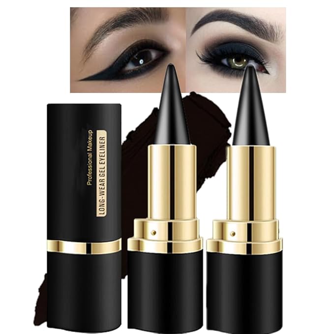 2Pcs Ultra-Pigmented Black Eyeliner – delineador de ojos for Bold, Goth-Inspired Looks, Waterproof & Smudge-Proof Formula, Long-Lasting & Intense Color for Dramatic and Smoky Eyes Makeup