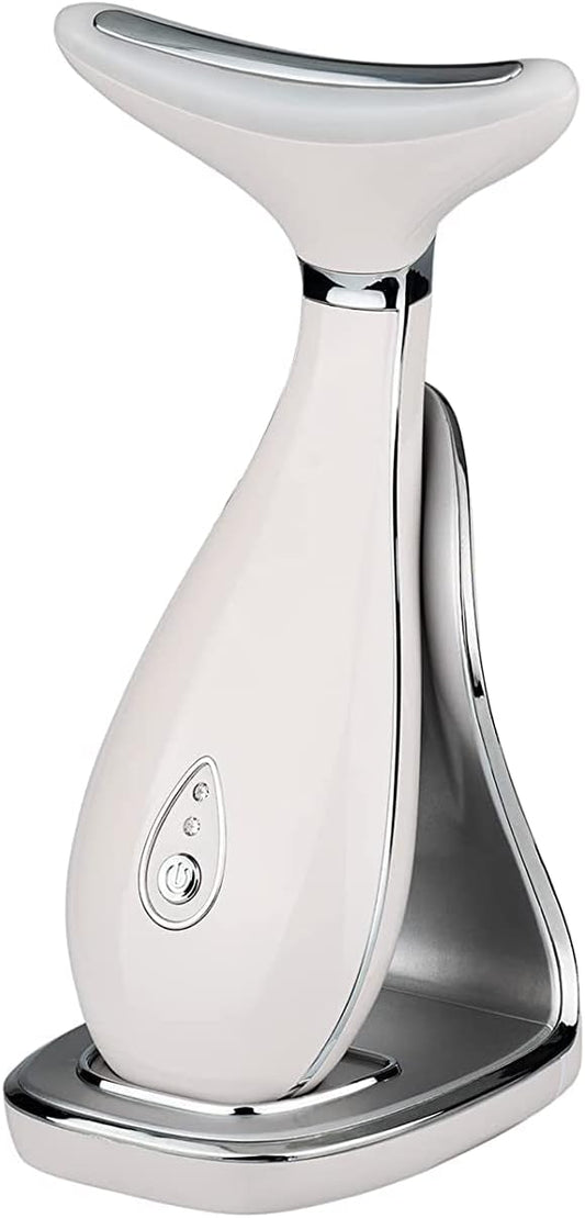 VRAIKO Lily Neck Face Massager, Face Sculpting Tool, Skin Rejuvenation Device with Thermal, Triple Action LED and Vibration, for Anti-Aging, Lifting and Tightening Sagging Skin (Pearl White)