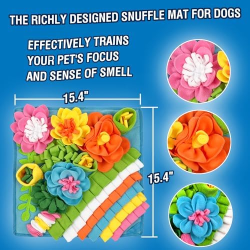 Snuffle Mat for Dogs, Sniff Mat for Cats Puppies Rabbits, 15.4''×15.4''