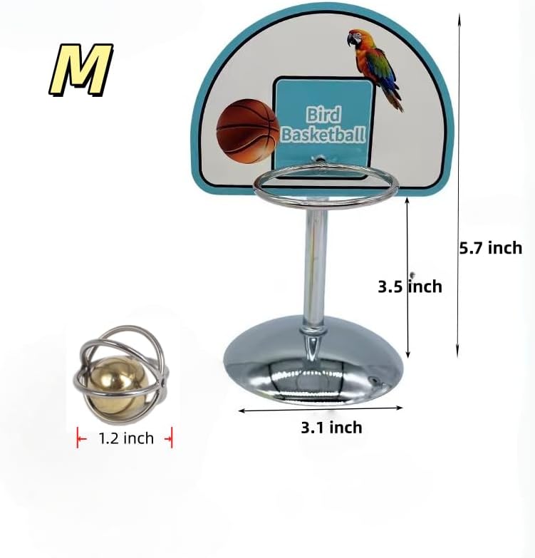 Fosrion Parrot Basketball Hoop Toy Set - Training Hoop with 1 Bird Balls for Medium-Sized Parrots (Medium)