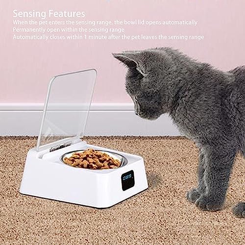 FLEXMAN 350ML Electronic Pet Feeder, Induction Lid Opening Rechargeable Smart Cat Food Dispenser, Dog Cat Feeding Bowl for Small Medium Pet
