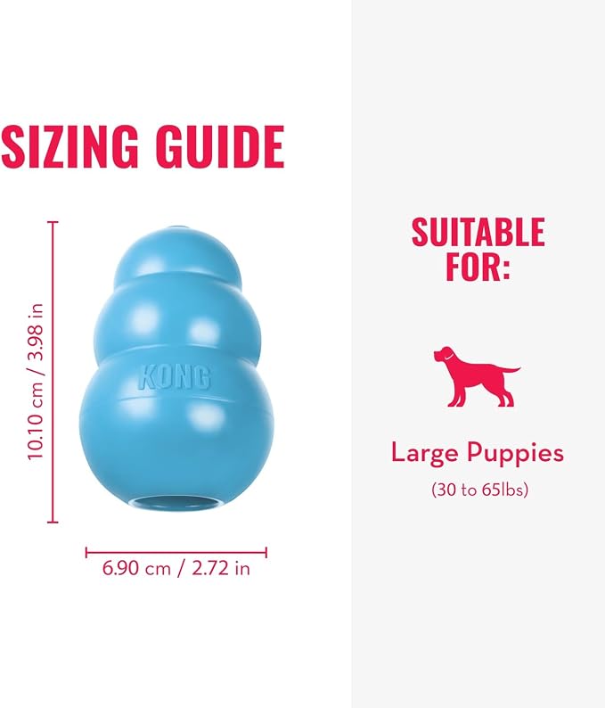 KONG Puppy, Natural Rubber Teething Chew Toy, for Large Puppies, Blue