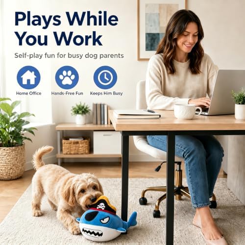 Interactive Dog Toys Shark, Automatic Moving Plush Chew Toy
