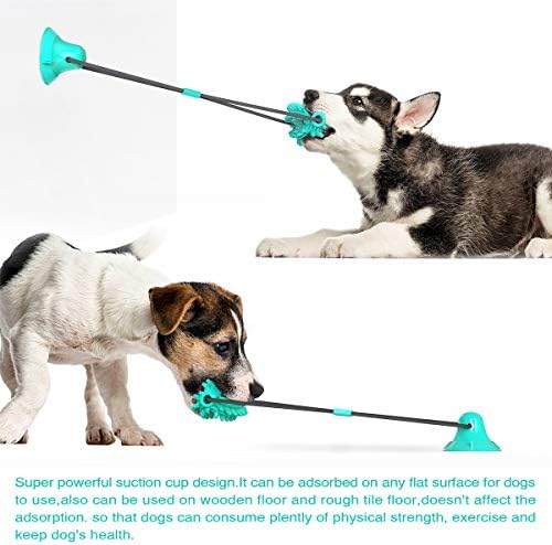 Guardians Dog Chew Toy with Suction Cup for Aggressive Chewers, Puppy Training Treats Food Dispensing Toothbrush Pet Teeth Cleaning Rope Toys for Small Medium Dogs (Blue Cactus)