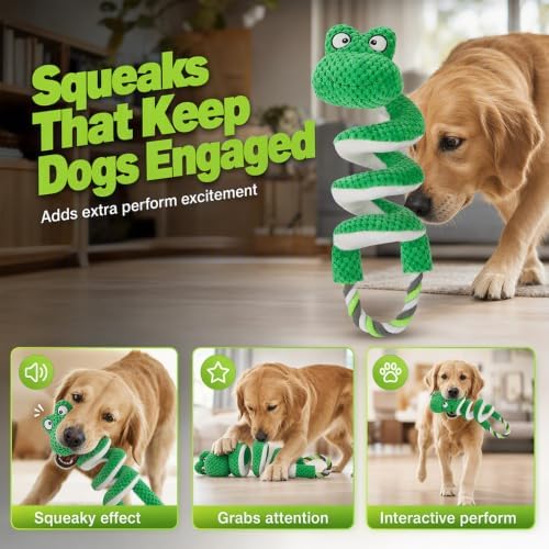 2 Pack Squeaky Dog Toys with Pull Rope Plush Tug Toys for Dogs, Colorful*H