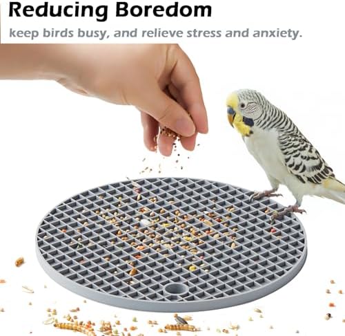 2Pcs Bird Foraging Toys, Slow Feeder Mats for Health, Dishwasher-Safe