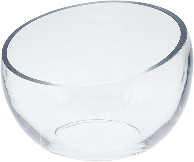 WGVI Slant Cut Bowl Glass Vase, Width 6.7", Height 5", Clear Terrarium, Candy Dish, Fruit Jar, Floral Container for Wedding Party Event, Home Office Decor, 12 Pieces