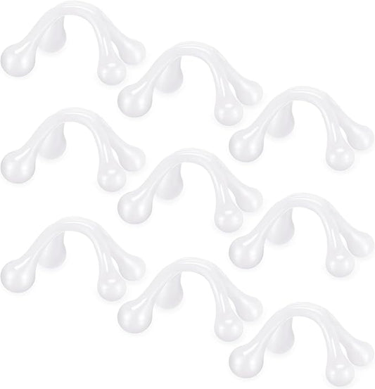 Liliful 9 Pcs 4 Point Massage Tools Small Hook Massager Handheld Palm Shaped Manual Back and Neck Massager Tools 4 Legged Hand Held for Body Muscles Arm Shoulder Leg (White)