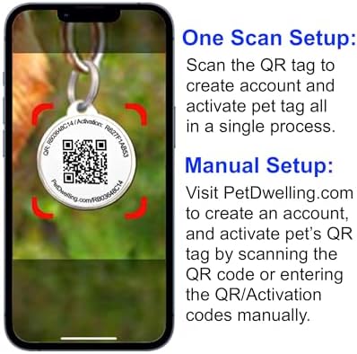 Pet Dwelling QR Pet Tag – Easy Scan Instant Location Alerts, Online Pet Profile with AI Feature for Dogs & Cats (Purple Paw)