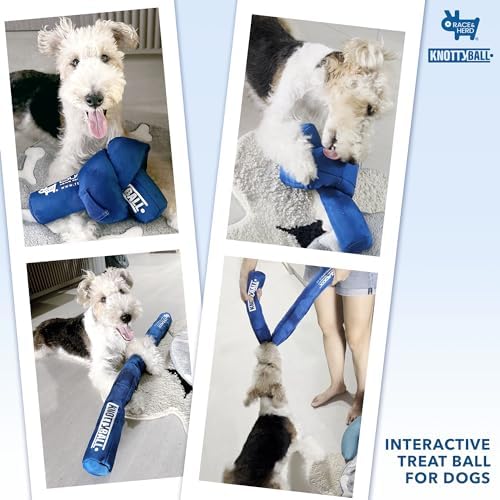 Race&Herd KnottyBall Snuffle Ball, Interactive Dog Puzzle Toy for Dogs, Stimulating Dog Toys for Boredom, Treat Puzzle Toys for Dogs Enrichment, Snuffle Treat Dispensing Smart Dog Toys, 6 Round Slot