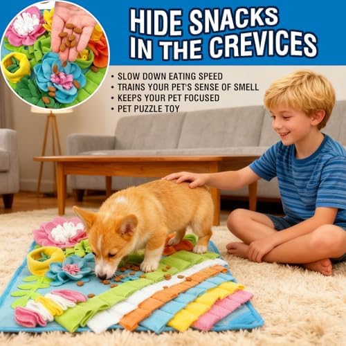 Snuffle Mat for Dogs, Sniff Mat for Cats Puppies Rabbits, 15.4''×15.4''