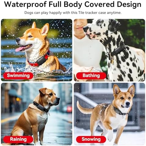 DDJ Dog Collar Holder for Tile Life360 Pro 2024 Tracker Case, 2-Pack | Waterproof Silicone Cover, Full-Body Protective Case, Ultra Durable, Scratch Resistant, ,Black,Blue