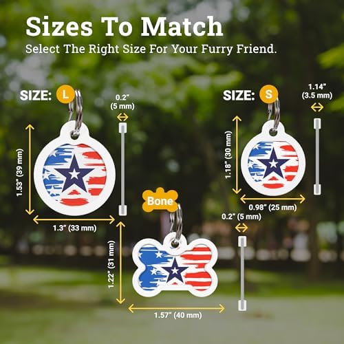 QR Code Dog Tag Personalized Pet Id Silent Cat Tags Engraved Name Plate with Online Profile («Little Patriot»)