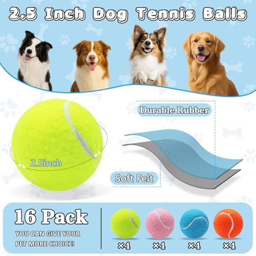 Magicorange Tennis Balls for Dogs,Colorful Easy Catching Dog Balls,16 Pack