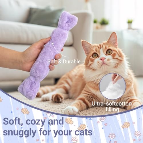 3 Pack Catnip Pillow Toys for Indoor Cats, Soft Plush Cat Toys with Pastel Macaron Colors, Interactive Catnip Toys for Biting, Cuddling and Play, Cute Kitty Toys