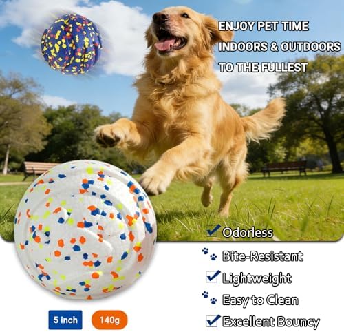 Mankoda Durable Dog Toy Ball, 5" Big Ball for Aggressive Chewers - Red