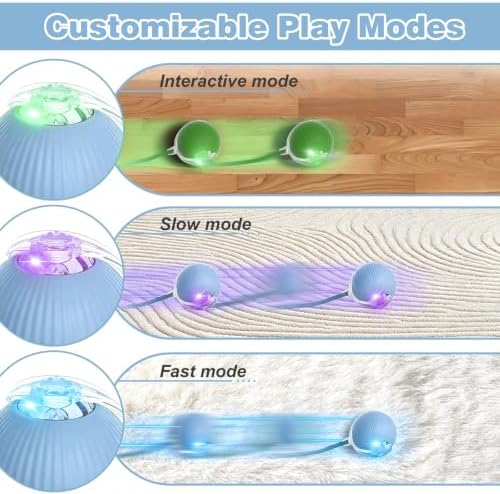 Automatic Interactive Rolling Cats Toys Ball for Indoor, Electric Automatic Rolling Pet Toy, 360° Smart Interactive Rolling Dog Ball Durable and Safe Material for Cat and Dog(Blue)