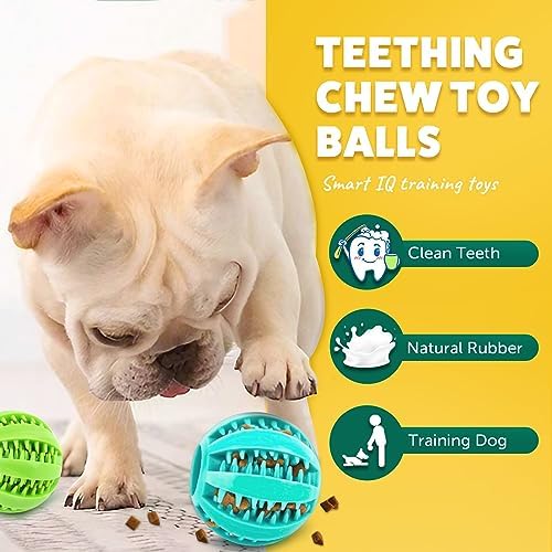 PUPTILY 2 Different Functions Interactive Ball for Dogs 2.5” Squeaky Dog Balls Toys and Puppy Teething Chew Toy Balls for Small Dogs for Clean Teeth and Training （5Pcs）