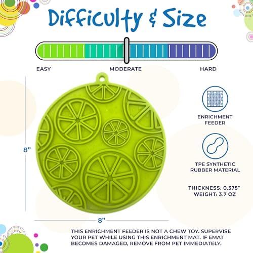 SodaPup Citrus eMat – Durable Enrichment Feeder Made in USA from Non-Toxic, Pet-Safe, Food Safe Rubber for Mental Stimulation, Avoiding Overfeeding, Fresh Breath, Digestive Health, Calming, & More
