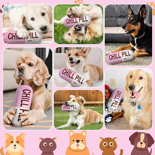 CUweipeng Funny Chill Pill Dog Plush Toy Cat Interactive Squeaky Pet Toy