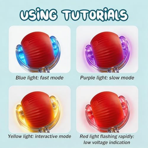 Interactive Smart Wake Pet Ball with Teaser Tail for Cats & Dogs(red)