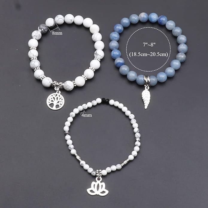 UEUC Tree of Life Yoga Healing Stone Bracelets,Multilayer Lotus Chakra Stone Reiki Bracelet Sets,Anxiety Crystal Natural Stone,for Women Stress Relief
