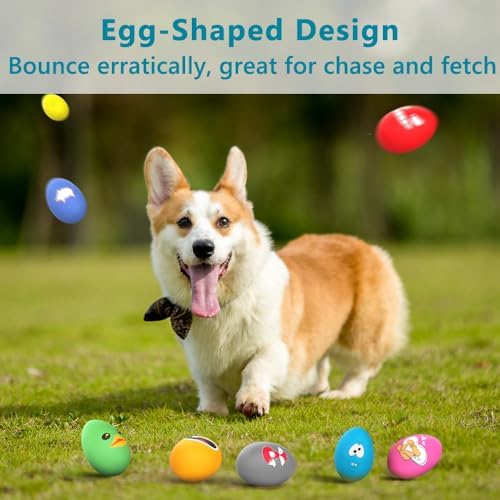 SCHITEC Squeaky Dog Toys, Latex Egg Balls for Puppies Small Medium Dogs