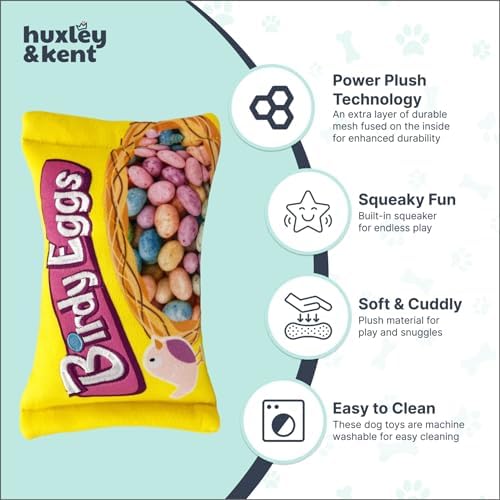 Huxley & Kent Power Plush Squeaky Dog Toy, Birdy Eggs, Small