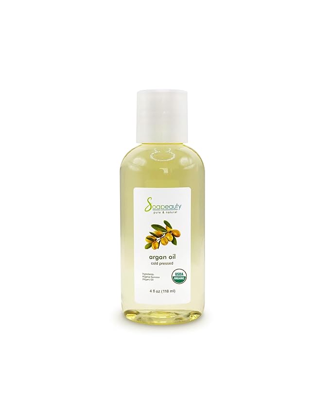 Soapeauty Moroccan Argan Oil Unrefined Cold Pressed USDA Certified Organic | 100% Natural & Pure | Carrier for Essential Oils, Moisturizer for Skin, Body, Face, Hair, Nails - 4 Fl Oz