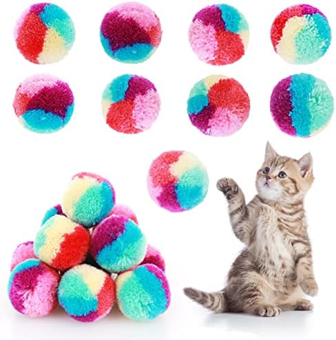 TIESOME Rainbow Cat Toy Balls, 20PCS Soft Cat Ball Toys 1.2 inch